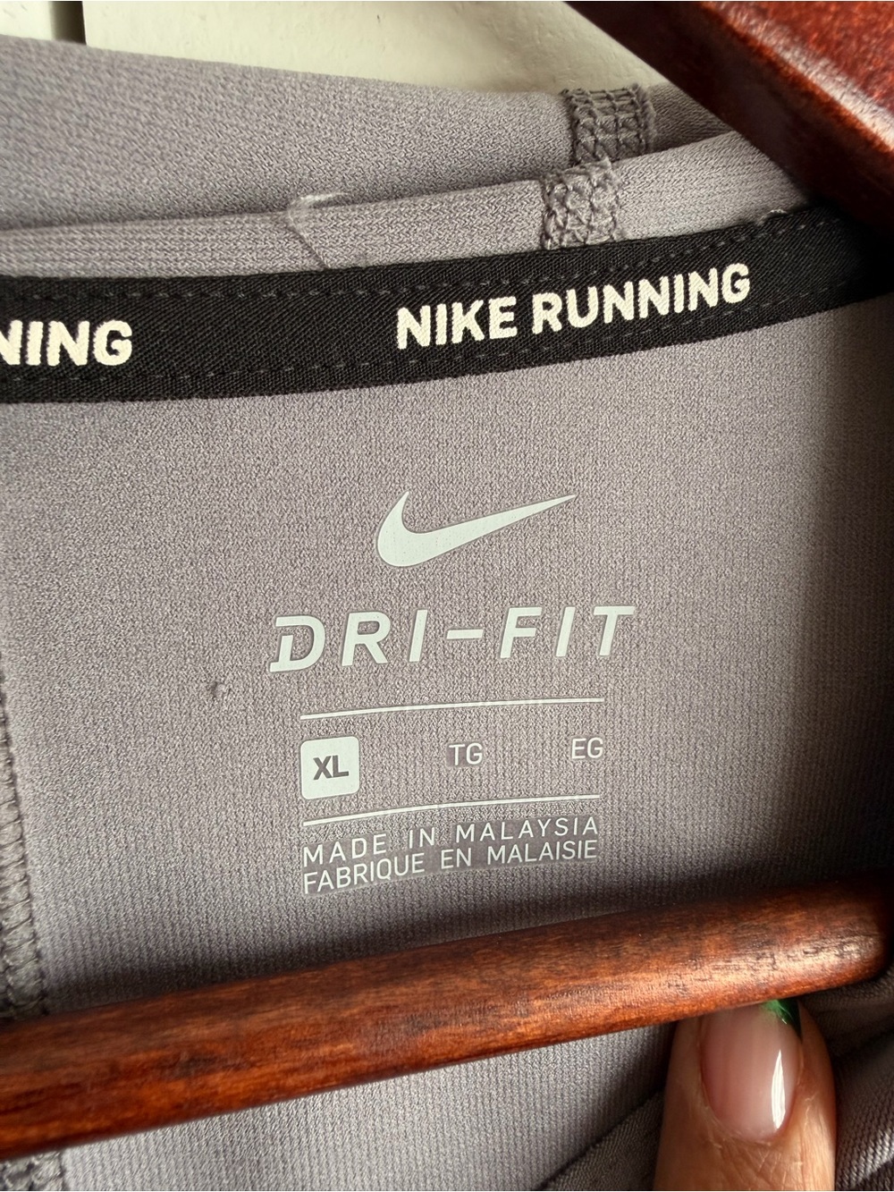 Nike Light Gray Hooded Dri-FIT Zip Up Top with Reflective Swoosh - Picture 2 of 3